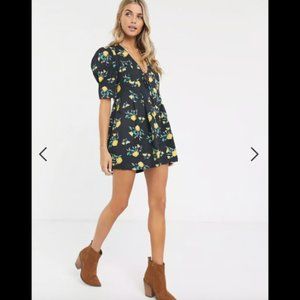 Free People Adelle Black Combo Floral Tunic Dress